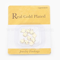 真鍮製チャーム  ニッケルフリー  18KGP本金メッキ  クローバー  10.5x8.5x1mm  穴：1mm&nbsp;X-KK-Q735-257G