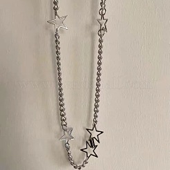 女性用スター合金カーブチェーンネックレス  プラチナ  17.72インチ（45cm）&nbsp;FS-WGED23F-01