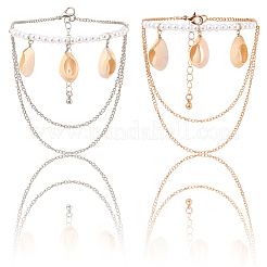 2Pcs 2 Colors Natural Shell Charm Bracelets&nbsp;BJEW-CY0001-04