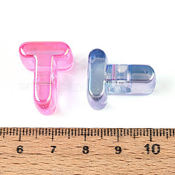 UVメッキ透明アクリルヨーロピアンビーズ  大穴ビーズ  ミックスカラー  文字t  20.5x16.5x13.5mm  穴：6mm&nbsp;OACR-M027-02T