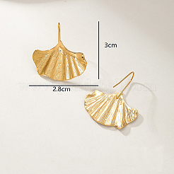201ステンレススチール製ダングルイヤリング（女性用）  イチョウ葉  ゴールドカラー  30x28mm&nbsp;UE8817