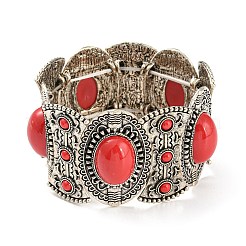 Bohemia Style Alloy Oval Stretch Bracelets for Women&nbsp;BJEW-H327-03AS