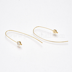Brass Cubic Zirconia Earring Hooks&nbsp;X-KK-S350-066G