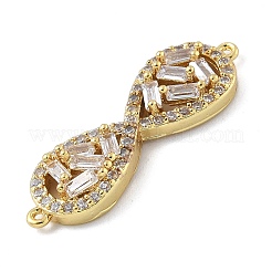 Rack Plating Brass Clear Cubic Zirconia Infinity Connector Charms&nbsp;KK-A234-036G-01