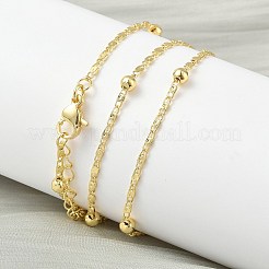 3.5mm丸玉真鍮オーバルリンクチェーンネックレス（女性用）  ラックめっき  長持ちメッキ  鉛フリー＆カドミウムフリー  18KGP本金メッキ  17.95インチ（45.6cm）&nbsp;LS-NJEW-K271-18G