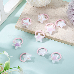 プラスチック製女の子用ヘアアクセサリー10個  ポニーテールホルダー  弾性繊維髪ゴム  スター  内径：12.5mm&nbsp;OHAR-TAC0011-001B