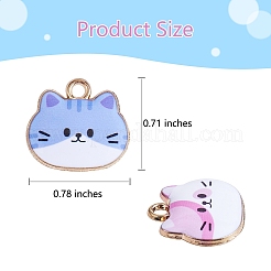 24 個 8 スタイル合金エナメルペンダントかわいいプリント猫ヘッドペンダント diy ネックレスブレスレットペンダントイヤリングアクセサリー  ミックスカラー  19.8x18mm  穴：2.3mm&nbsp;JX584A