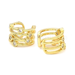 Rack Plating Brass Hollow Cuff Earrings with Cubic Zirconia&nbsp;EJEW-D069-07G