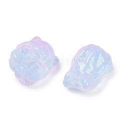 透明スプレーペイントガラスビーズ  キツネ  ライトブルー  15x14x13.5mm  穴：1.2mm&nbsp;X1-GLAA-H035-01K