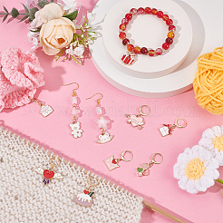 Valentine's Day Alloy Enamel with ABS Plastic Imitation Pearl Pendant Stitch Markers&nbsp;HJEW-AB00291