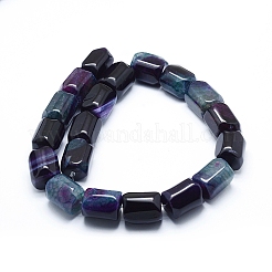 天然石瑪瑙ビーズ連売り  染め＆加熱  コラム  ダークスレートブルー  19.5~20x14~15mm  穴：2mm  約17~19個/連  14.76インチ（37.5cm）&nbsp;G-L551D-12