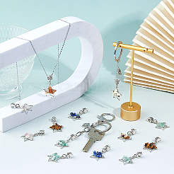 36Pcs 9 Colors Tibetan Style Alloy & Brass & Gemstone Chip European Dangle Charms&nbsp;PALLOY-FH00146