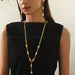 Vintage Brass Hollow Lantern Y-shaped Necklace & Earrings Set for Women&nbsp;RY0432