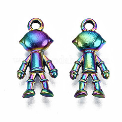 レインボーカラーアロイペンダント  カドミウムフリー＆鉛フリー  ロボット  18x8.5x3.5mm  穴：1.5mm&nbsp;PALLOY-S180-049-RS