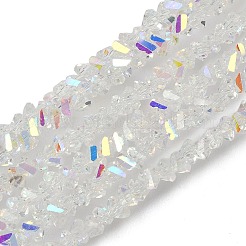 電気メッキ透明ガラスビーズ連売り  三角形  多面カット  ABカラー  ミックスカラー  3x2x2mm  穴：0.7mm  約135個/連  9.21''（23.4センチメートル）&nbsp;EGLA-P061-04C-AB