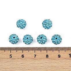 パヴェボールディスコビーズ  樹脂粘土ラインストーンビーズ  グレードA  ラウンド  アクアマリン  pp12（1.8~1.9mm）  8mm  穴：1mm&nbsp;RB-H258-8MM-202