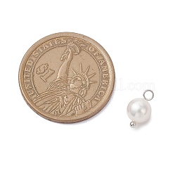 Natural Cultured Freshwater Pearl Round Charms&nbsp;PALLOY-JF04218-01
