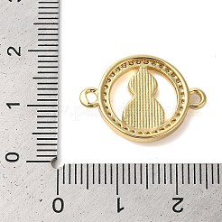 Rack Plating Brass Micro Pave Clear Cubic Zirconia Ring with Gourd Connector Charms&nbsp;KK-K385-113G