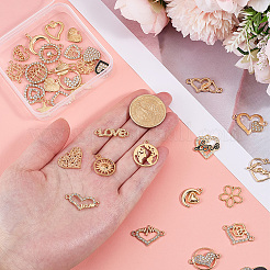 DIYジュエリー作りのパーツキット  合金ラインストーンペンダントとコネクターチャームを含む  混合図形  ゴールドカラー  11~21x13~24x2~4mm  穴：1.2~2mm&nbsp;DIY-PH0033-34
