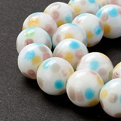 手作りランプワークビーズ連売り  水玉模様の丸い  カラフル  10mm  穴：1.4mm  約40個/連  15.16インチ（38.5cm）&nbsp;LAMP-D015-11C