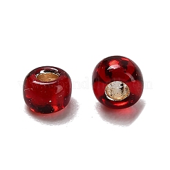 銀並ぶガラスシードビーズ  ラウンド  暗赤色  2x1.5mm  穴：0.6mm  約11250個/ポンド&nbsp;SEED-H004-01B