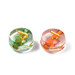 透明な電気メッキアクリルビーズ  混合文字でフラットラウンド  ミックスカラー  7x4mm  穴：1.5mm  約3600~3700個/500g&nbsp;TACR-S273-07