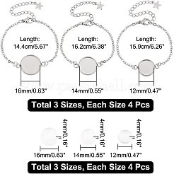 DIYブレスレットの製作  304ステンレススチールブレスレットと透明ガラスカボション  ステンレス鋼色  6-3/8インチ（16.2cm）&nbsp;DIY-UN0001-25P