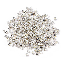 電気めっきシリンダーシードビーズ  均一サイズ  メタリックカラー  銀  1~1.5x1.5~2mm  穴：0.5mm  約50 G /袋  約5000個/袋&nbsp;SEED-R041-08