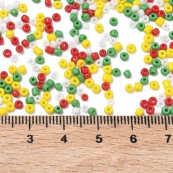4色のクリスマスガラスラウンドシードビーズ12/0個  不透明色  ミックスカラー  1.8~2mm  穴：0.8~1mm  約28000個/袋&nbsp;SEED-X0058-03A