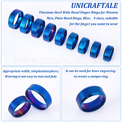 18個 9スタイル ステンレススチール ワイドバンド 指輪 女性用 男性用  プレーンバンドリング  ブルー  8mm  内径：USサイズ 4 1/4~13 1/4(15~22.4mm)  2個/スタイル&nbsp;RJEW-UN0002-53BU
