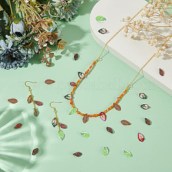 60個6色電気メッキガラスビーズ  葉  ミックスカラー  6~11x7~12mm  10個/カラー&nbsp;GLAA-PH0003-67