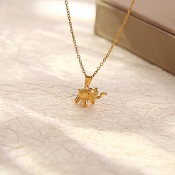 Stainless Steel Cable Chain Baby Elephant Pendant Necklaces&nbsp;PW-WG99660-01