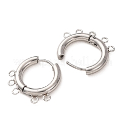 304ステンレススチールフープピアス金具  ラウンド  5ループ付き  長持ちメッキ  ステンレス鋼色  19x21x3mm  穴：1.8mm&nbsp;STAS-D183-02F-P