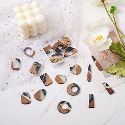 20Pcs 10 Style Resin & Walnut Wood Pendants&nbsp;RESI-KS0001-06