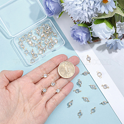 50Pcs Brass Pave Clear Cubic Zirconia Connector Charms&nbsp;KK-ME0004-84