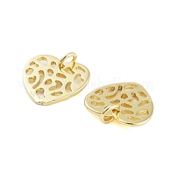 ラックメッキ真鍮チャーム  長持ちメッキ  カドミウムフリー＆鉛フリー  丸カン付き  ハート  18KGP本金メッキ  17x18x1.5mm  穴：3.5mm&nbsp;KK-C056-05G