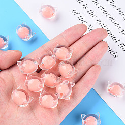 透明なアクリルビーズ  二層ビーズ  猫  ライトサーモン  16x18.5x14.5mm  穴：3.5mm  約78個/200g&nbsp;X1-MACR-S373-115-B01