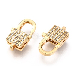 Brass Micro Pave Cubic Zirconia Lobster Claw Clasps&nbsp;ZIRC-O038-25G