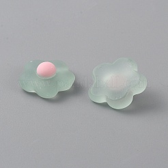 春をテーマにした半透明樹脂カボション  花  ミディアムアクアマリン  16.5x18x7mm&nbsp;RESI-TAC0016-10B