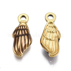 304ステンレスペンダント  エナメル  巻き貝  ゴールドカラー  ダークチソウ  18.5x7.5x4mm  穴：1.5mm&nbsp;STAS-T052-41A