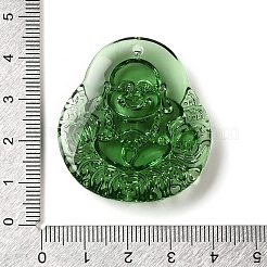 ガラスチャーム  仏陀の姿  グリーン  39.5x36x10.5mm  穴：1mm&nbsp;GLAA-C033-04F