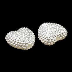 Abs模造パールビーズ  ハート  11x12x5mm  穴：2mm&nbsp;X-OACR-K001-35