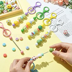6 個 6 色スプレー塗装合金バービーズキーホルダージュエリーメイキング diy 工芸品  合金カニカンと鉄リング付き  ミックスカラー  15.5~15.8cm  1pc /カラー&nbsp;KEYC-CJ0001-09