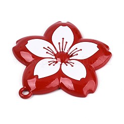 塗装合金ビッグペンダントをスプレー  花  カドミウムフリー＆ニッケルフリー＆鉛フリー  ファイヤーブリック  54.5x53.5x6mm  穴：3mm&nbsp;PALLOY-T092-81A