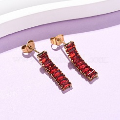 304 Stainless Steel Rectangle Tassel Stud Earrings&nbsp;EJEW-F393-01G