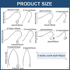410Pcs 5 Styles Stainless Steel Earring Hooks&nbsp;STAS-GA0001-97