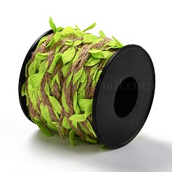 Diyの花輪の葉緑の葉リボン装飾  人工葉  家の壁の庭のパーティーの装飾のため  緑黄  24x1.5mm  10 m /ロール&nbsp;OCOR-M007-01B