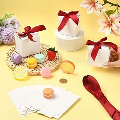 厚紙製キャンディギフトボックス  ポリエステルリボン付き  長方形  暗赤色  7x5x7cm&nbsp;CON-FZC0002-003D-1