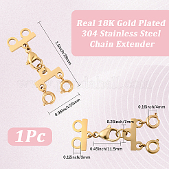 304ステンレススチールチェーンエクステンダー  重ね付け用留め具付き  18KGP本金メッキ  38mm  1 PC&nbsp;STAS-BBC0008-19B