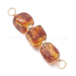 3Pcs 3 Styles Natural Amber Cube Beaded Connector Charms&nbsp;PALLOY-JF04926